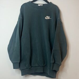 Nike Kids Dark Green Crewneck Sweatshirt with White Logo Boys Size Small